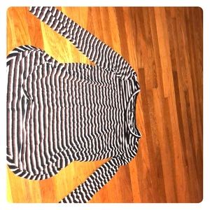 Long-sleeve, white and black striped shirt